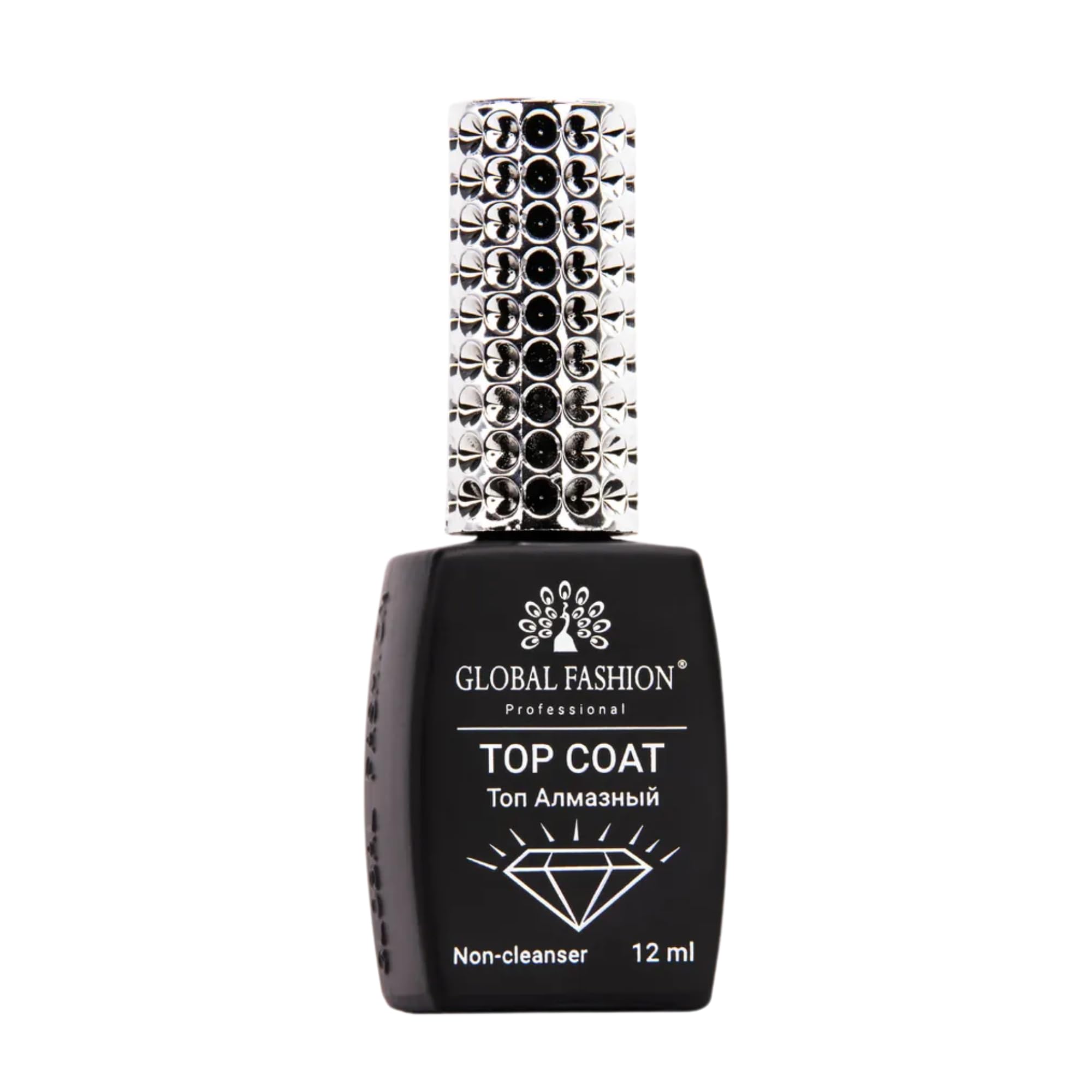 Global Fashion Universal Top Coat - Non-Stick, Long-Lasting, Fast Drying, High Gloss Finish, Halal Nail Polish, Top Nail Care, Clear Top Coat, (Top Diamond, 12ml)