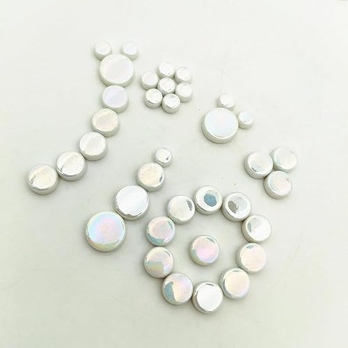 Miniatura 3 de Azulejos de mosaico de vidrio iridiscente redondos al azar de 1.1 libras, haciendo piezas creativas de mosaico de vidrio iridiscente para