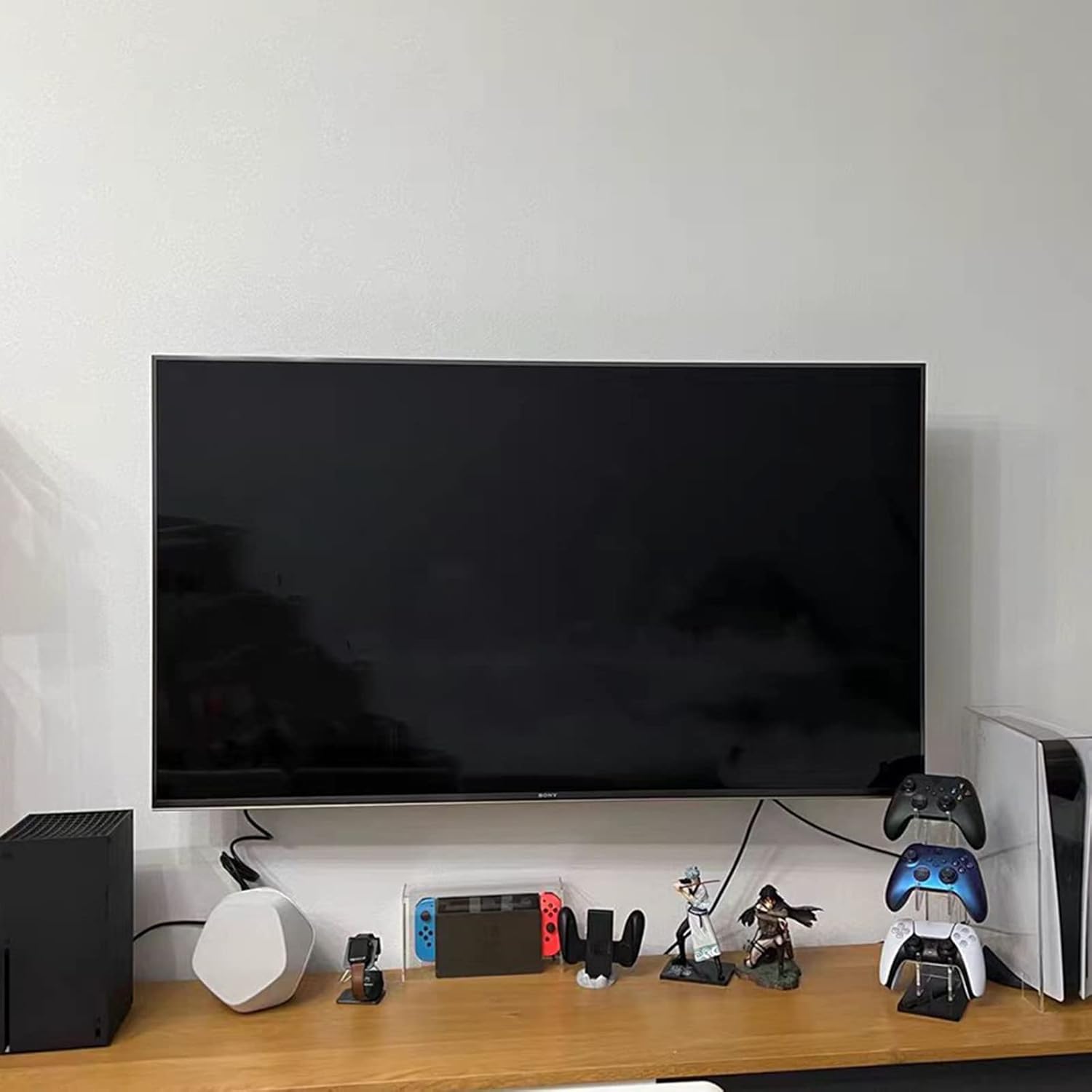 Universal 3 Tier Controller Holder and Headset Stand for PS4 PS5 Xbox ONE Switch, Controller Stand Gaming Accessories for Desk Organization and Storage, Build Your Game Fortresses (Clear)