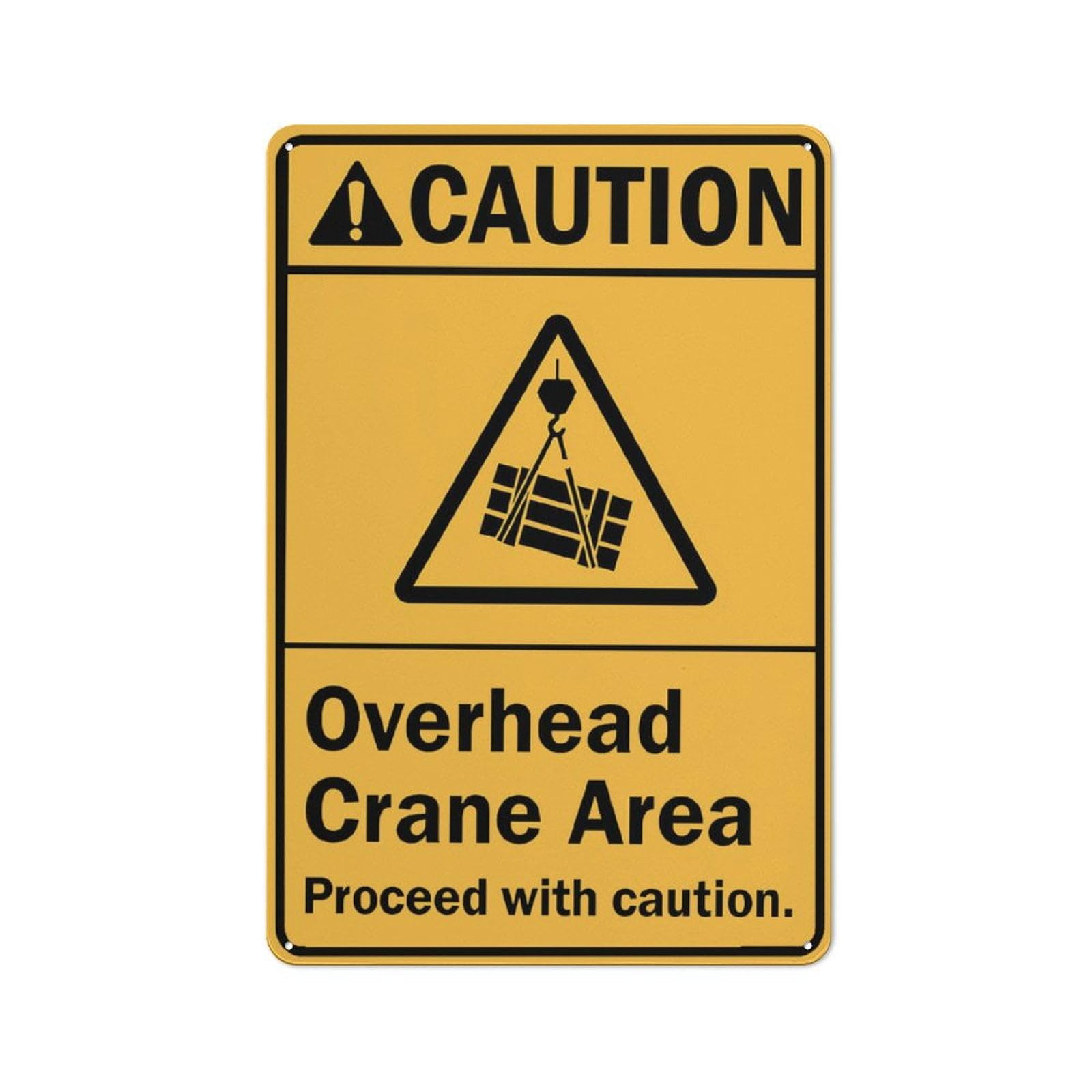 peiyeety Caution Overhead Crane Area Proceed with Caution Sign 12x16 Inches Rust Free Aluminum Easy to Read & Sturdy KeepOutdoor Metal Signs for Home Farm Yard