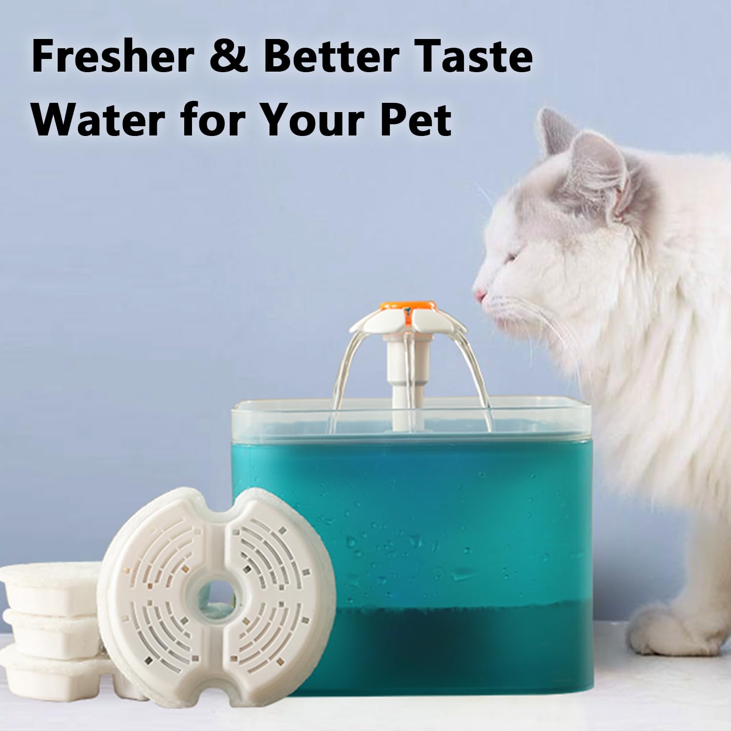 PewinGo Filtri Fontanella per Gatti 4Pezzi,Filtro di Ricambio per Fontana per Gatti, Tripla Filtrazione Soddisfa Le Esigenze Di Sostituzione Di 2-4 Mesi