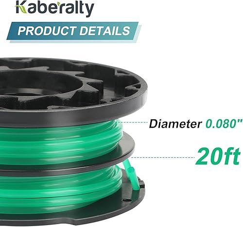 Miniatura 3 de EFD-080 - Cortadora de cuerda de doble línea, 0.080 pulgadas, 20 pies, compatible con Black and Decker LST560C OF50150TS 90635923 885911487801 60V