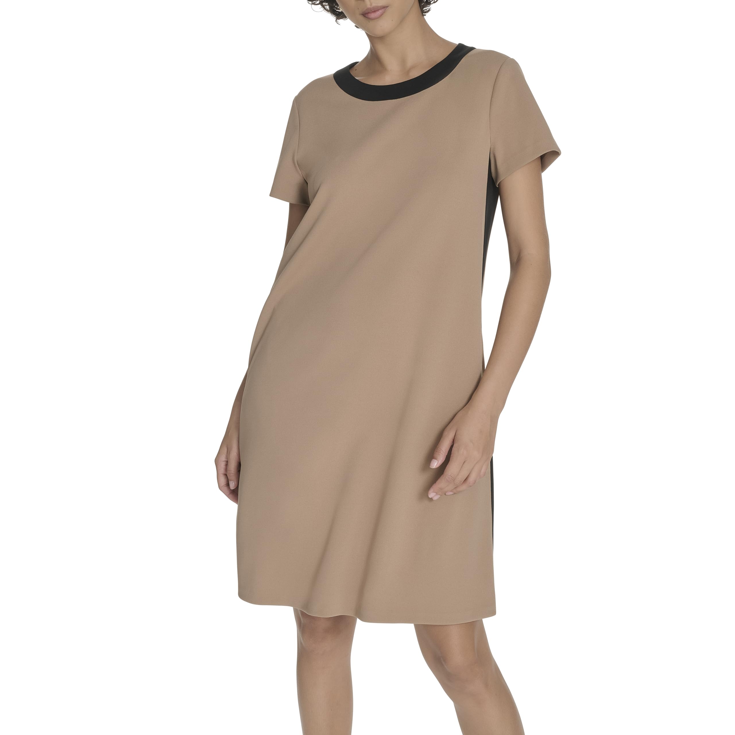 Tommy Hilfiger Womens Short Sleeve Scuba Crepe Shift Dress