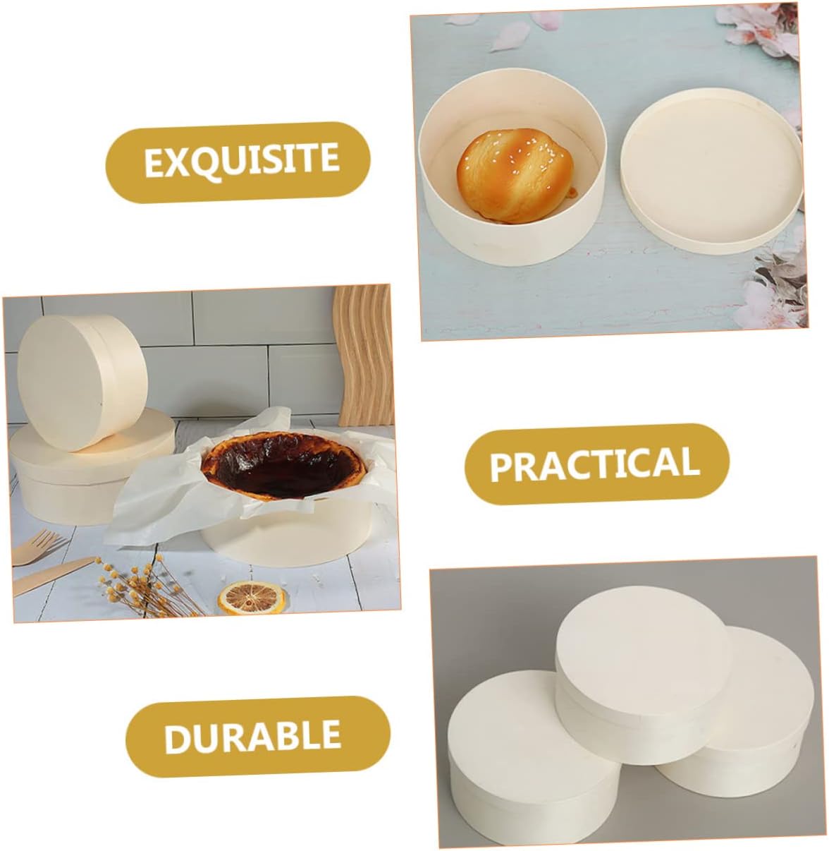 GARVALON 3pcs Wooden Cookie Container Box for Food Desserts Party