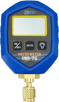 Hiatsu VMH-75 Digital Vacuum Gauge Aluminum Case, Ultra-Wide Range 1 ATM to 0.1 Pa, High Accuracy HVAC/Refrigeration Tool for Technicians & Professionals