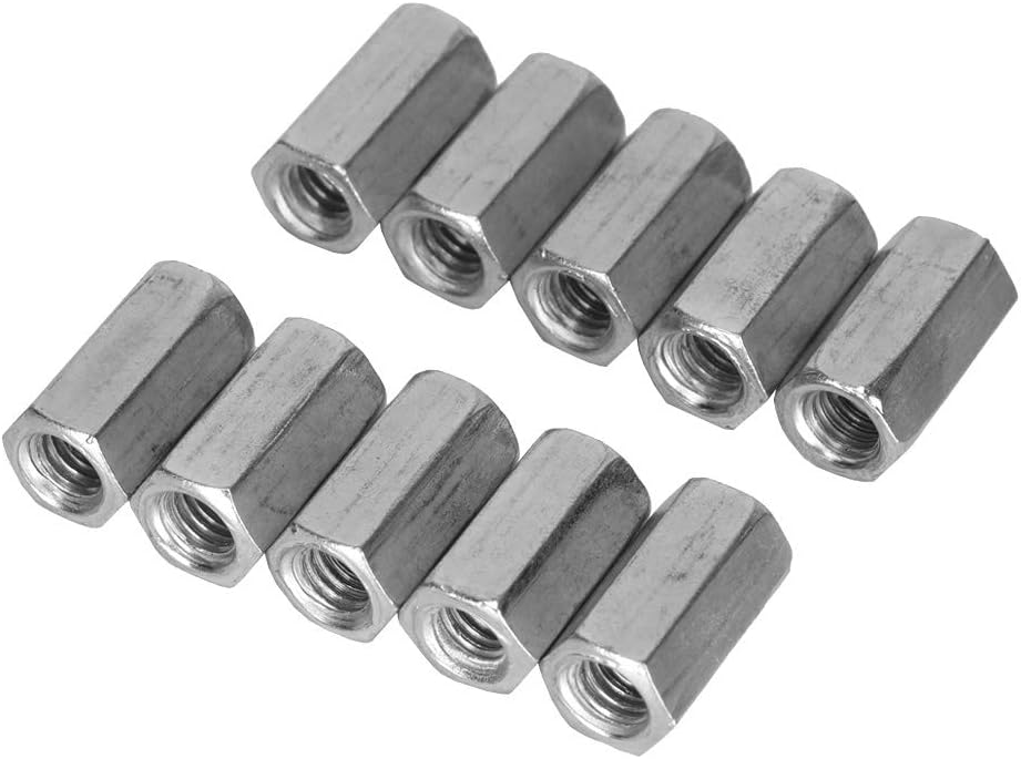 Tyenaz 10Pcs Long Rod Nut, M6 Carbon Steel Hex Coupling Nuts Female Threaded Bar Rod Studding Connector Hexagonal Deep Nut for Home Office Workshop Industrial Constructor
