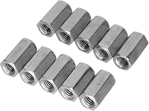 M6 Écrous de Couplage Long Tige, 10 pièces M6 écrous longs en acier au carbone écrou hexagonal à tige d'écartement fileté écrou à manchon hexagonal entretoise écrou fileté attaches(M6*18)