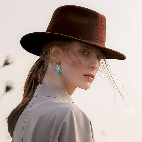 Miniatura 2 de Pendientes de plata de ley turquesa para mujer aretes colgantes de lágrima turquesa estilo vintage joyería occidental regalo para vaqueras