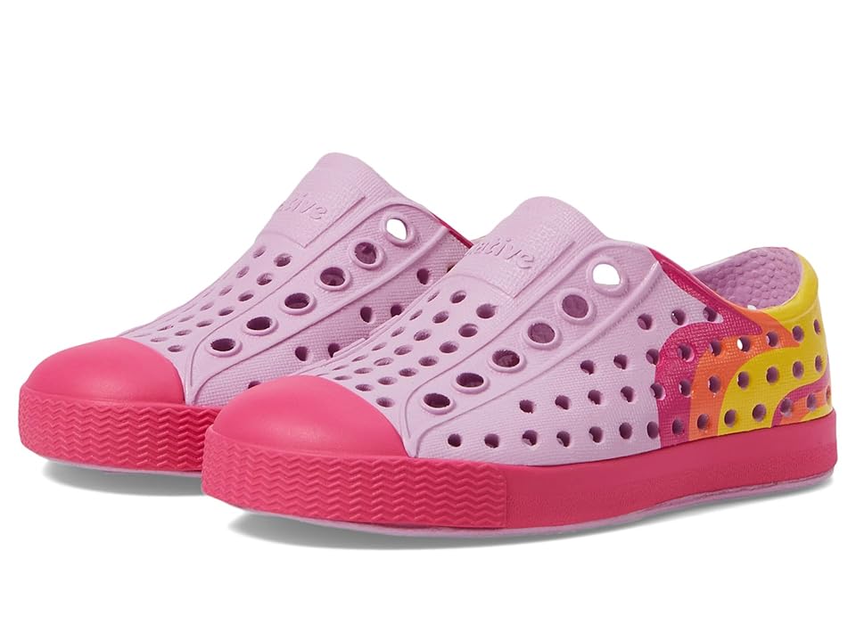 Native Shoes Kids Jefferson Block (Toddler/Little Kid) (Chillberry Pink/Radberry Pink/Pink Abstract Block) Kids Shoes INTERNATIONAL SHIPPING
