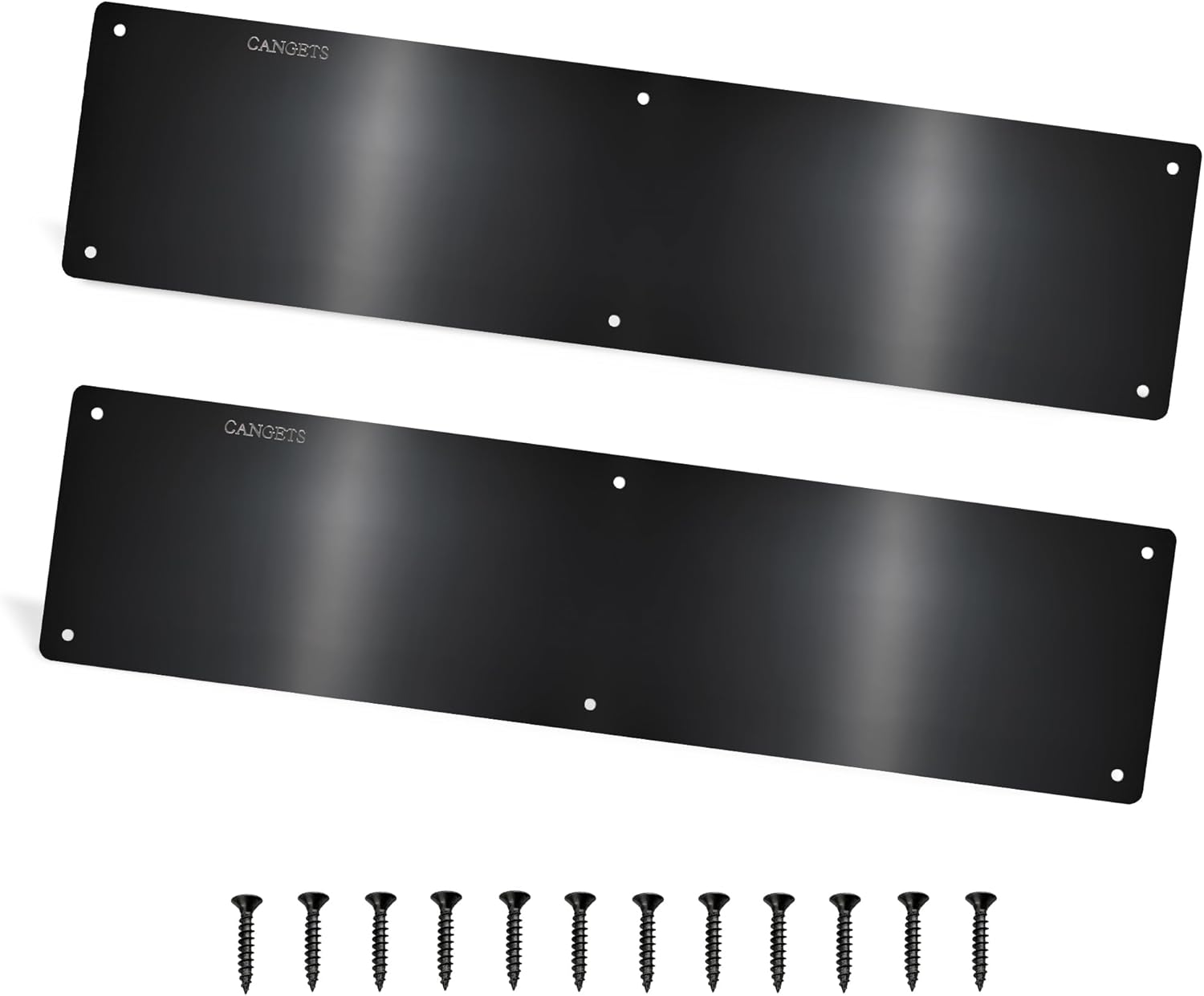 Door Push Plate, Metal Kickplate for Bottom of Door,4x16 inch Aluminum Metal Plate Rounded Corners for Interior and Exterior Doors (Black 2 Pack)