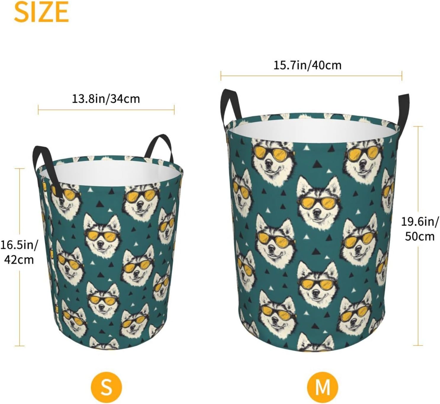 Large Laundry Basket with Handles - Cute Husky Print Baby Kids Nursery Dirty Clothes Laundry Hamper for Bedroom Aesthetic