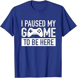 Camiseta con Frase Divertida con Diseño Estampado Dejé Mi Juego en Pausa para Estar Aquí Tops de Verano de Algodón Camiset...
