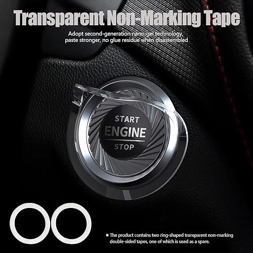 Miniatura 6 de Cubierta de Botón de Arranque Giratorio, Accesorios de Motor de Coche Push to Start Stop, Cubierta de Interruptor de Encendido Automático, Regalo de