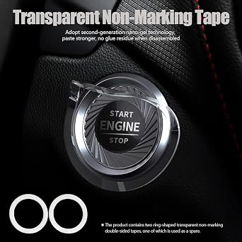 Rotary Push Start Button Cover, Car Engine Push to Start Stop Accessories, Auto Ignition Switch Cover, Cool Motorcycle Car Decor Gift for Christmas New Years Birthday, Black