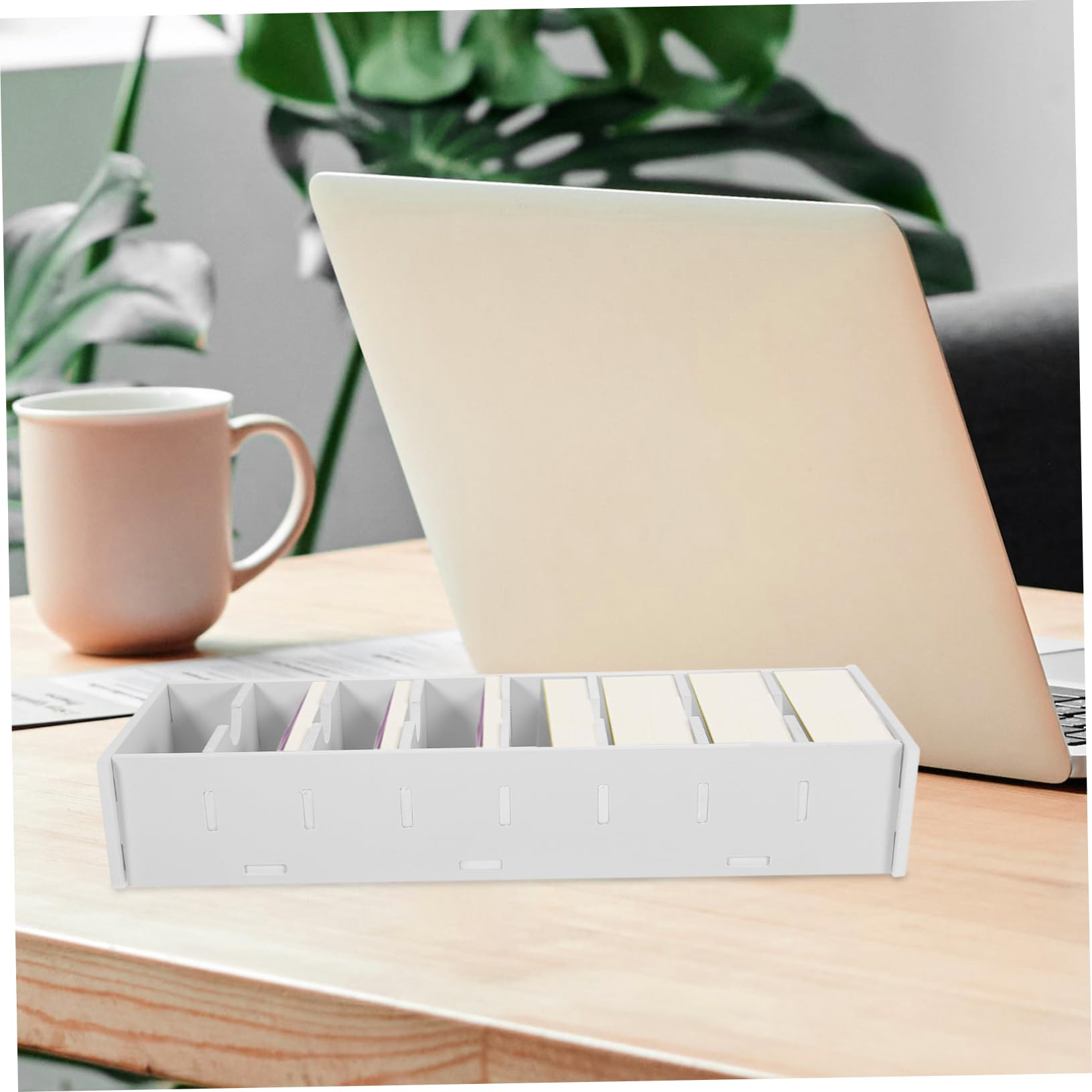 DOITOOL 3 Pezzi Organizer Ufficio Bianco PVC Multilivello per Biglietti Visita Custodia con Supporto Scrivania per Esposizione e Archiviazione Professionale