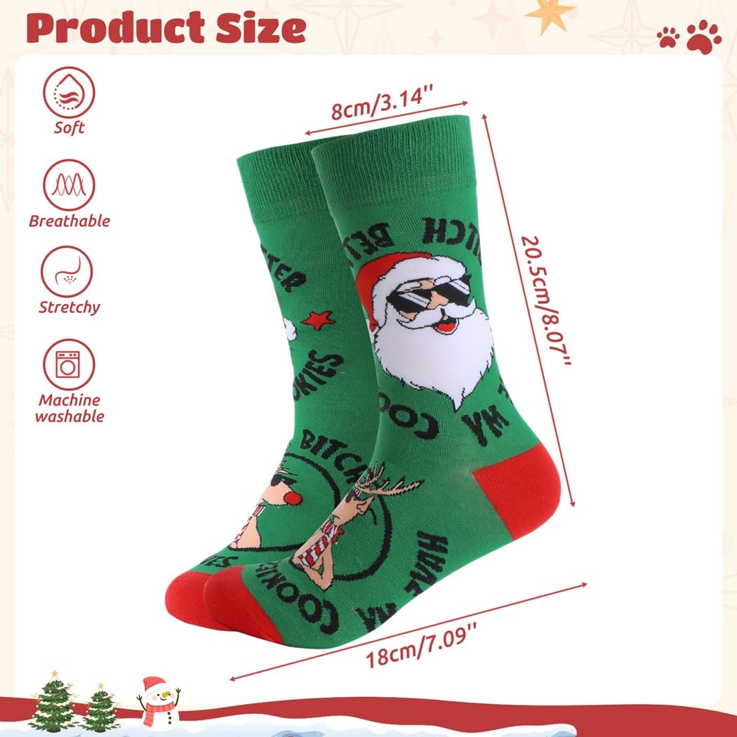 Lot de 12 paires de chaussettes festives de Noël pour femme, Père Noël, bonhomme de neige et rennes