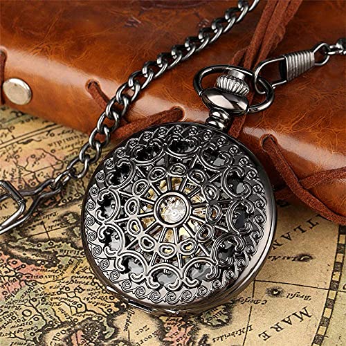 Reloj mecánico de bolsillo antiguo sin pilas con diseño de telaraña oro 3