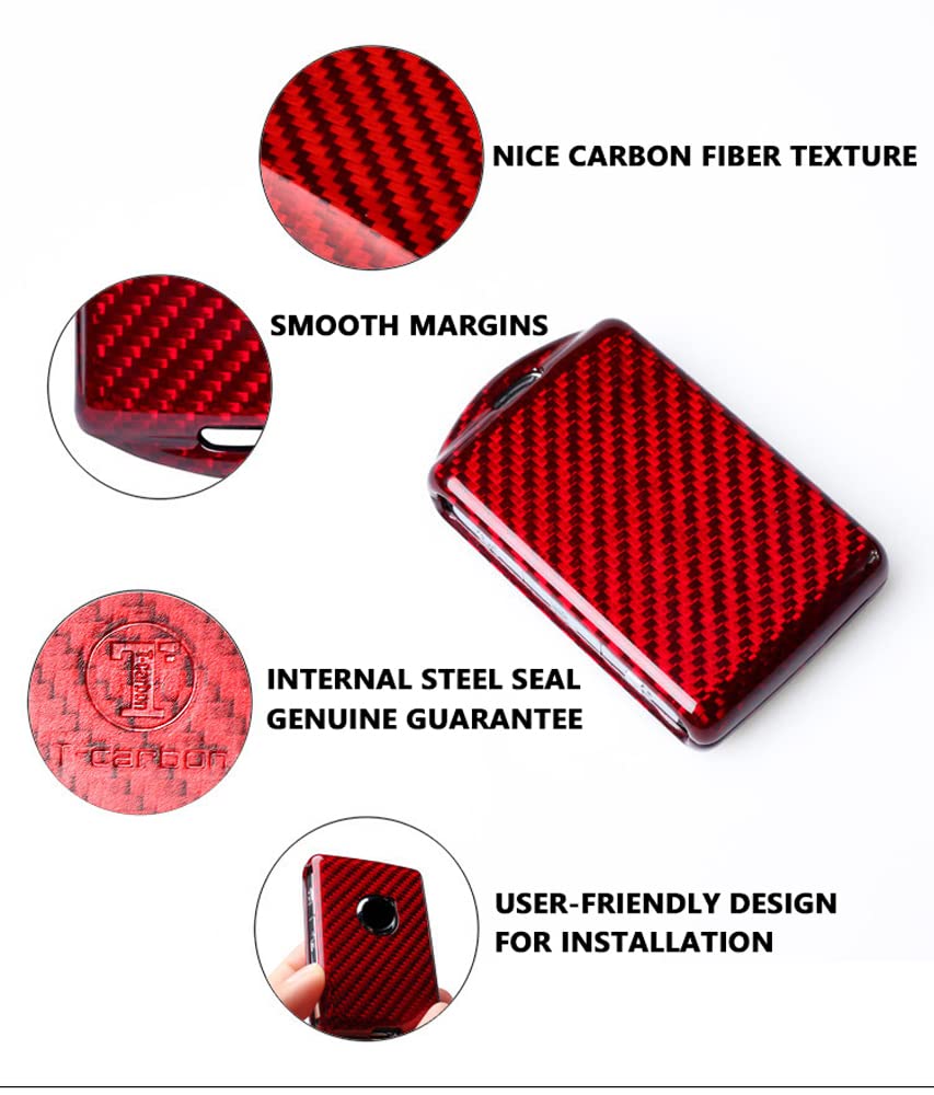 ontto Kohlefaser Autoschlüssel Hülle Cover Passt für Polestar 1 2 Volvo XC40 XC60 XC70 XC90 S60 S80 S90 C30 C40 V70 V90 T5 T6 Schutzhülle Schlüsselcover Schlüsselanhänger 4 Tasten-Rot (Entlüftung)