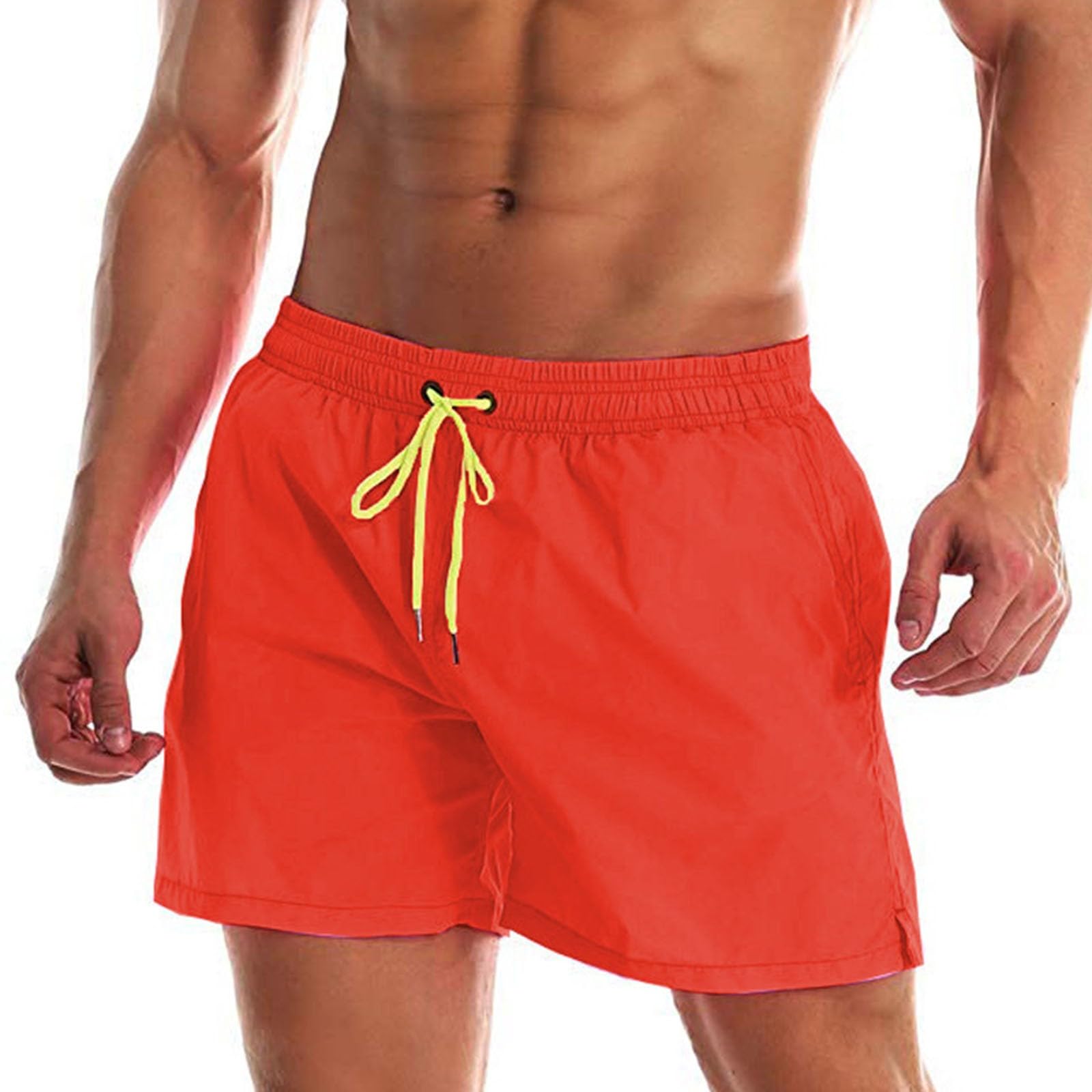 Genérico Bañador Hombre Bañador Natacion Transpirable de Secado Rápido Traje de Baño con Forro de Malla y Cordón Ajustable Bañador Hombre Rosa Bañador De Natacion Hombre Largo