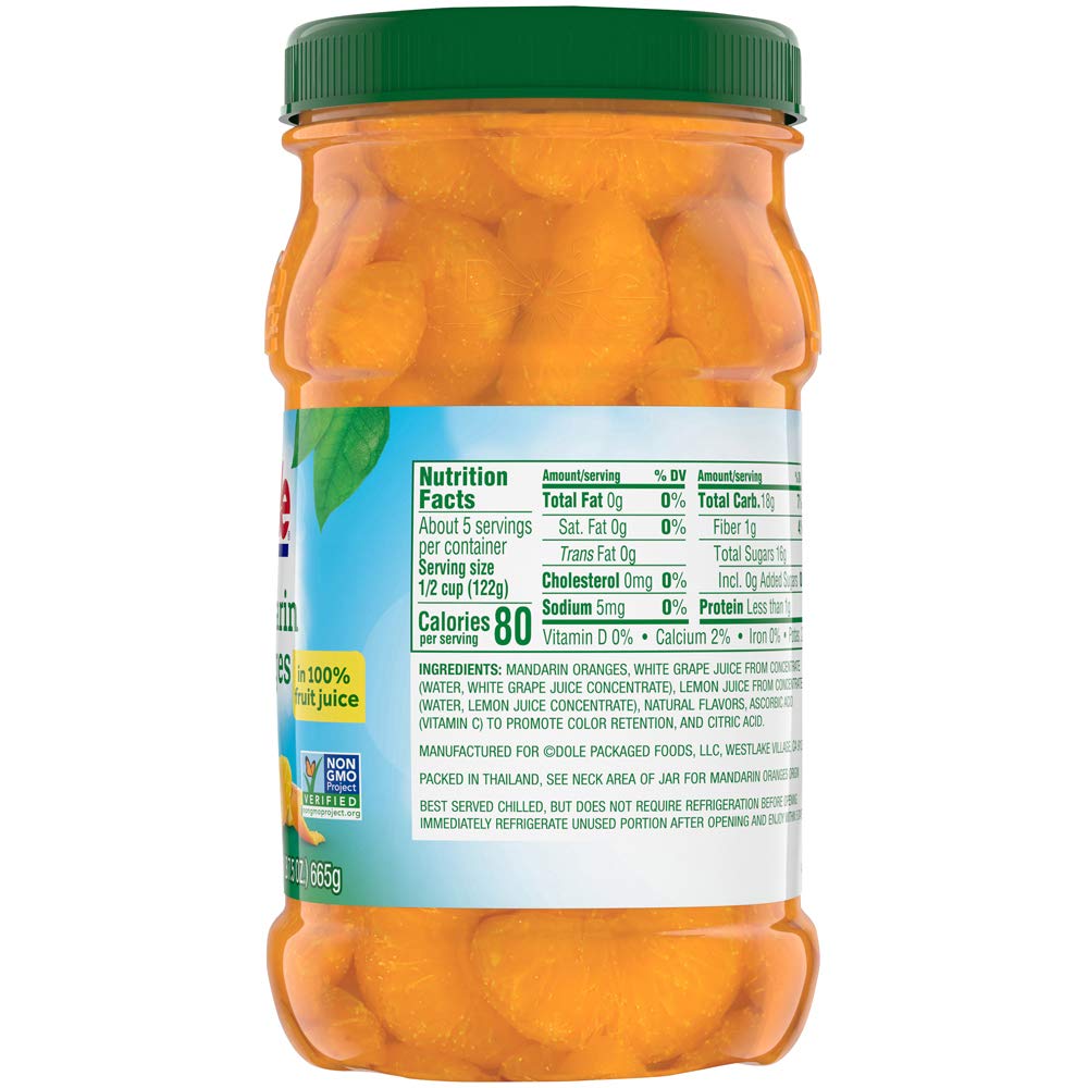 Dole Mandarin Oranges in 100% Fruit Juice, 23.5 Oz Resealable Jar