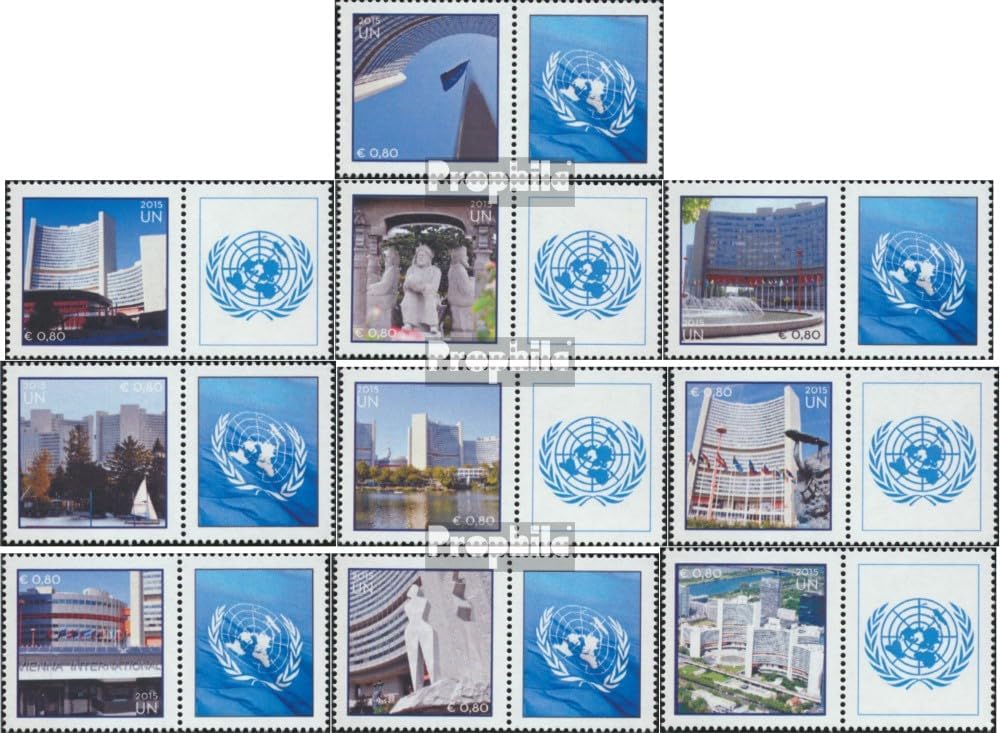 UN - Vienna 848Zf-857Zf with zierfeld (Complete.Issue.) unmounted Mint/Never hinged ** MNH 2015 Grußmarken (Stamps for Collectors)