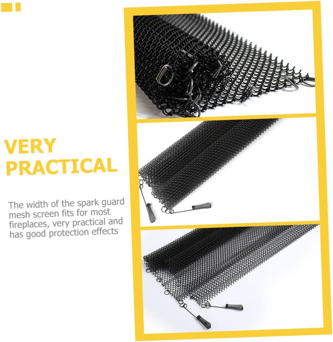 VALICLUD 2pcs Iron Fireplace Mesh Screens with Handles Heat Resistant Rust Panels Xin for Fireplace Safety and Carpet Protection