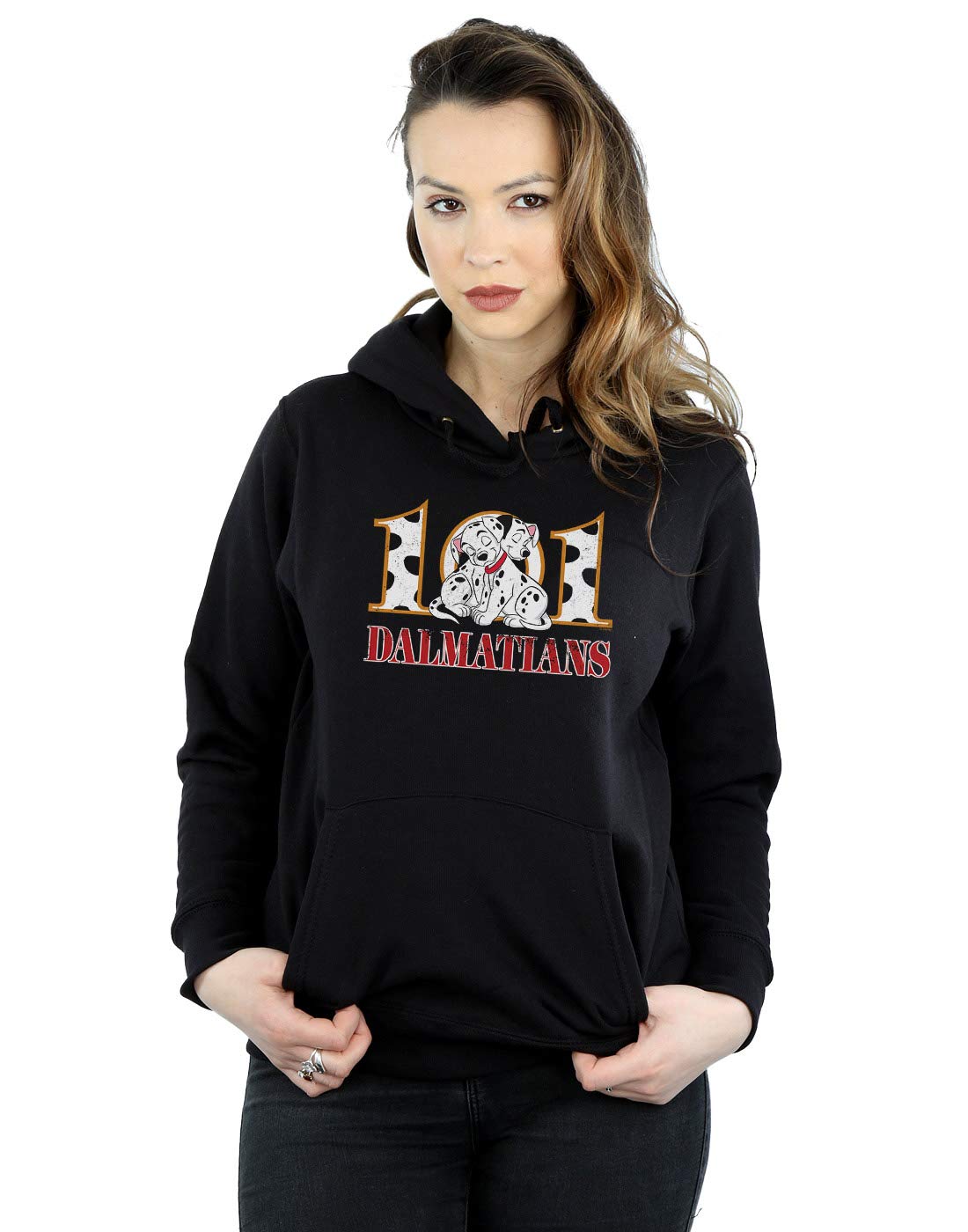 Absolute Cult Women's Black Disney 101 Dalmatians Puppy Hug Hoodie Large