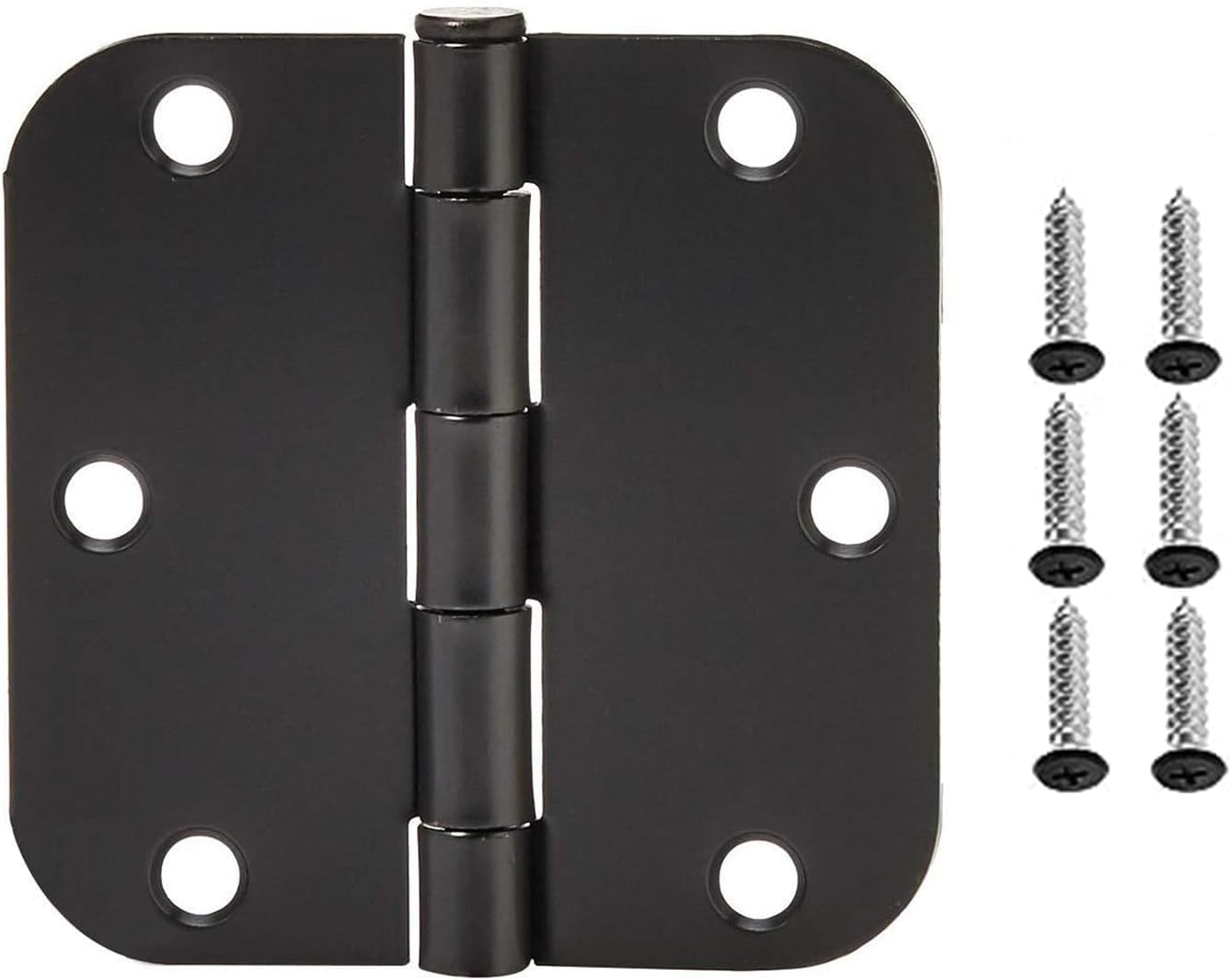 Rounded 5/8 Radius Interior, 3" x 3" Door Hinges, 18 Pack, Matte Black
