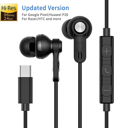 USB Tipo Cuffie in-ear Audio Alta Risoluzione DAC Chipset Auricolari con Microfono per Huawei P30 Pro P20 OnePlus 6T 7 Pro  Xiaomi 8 Mi Google pixel 2 3