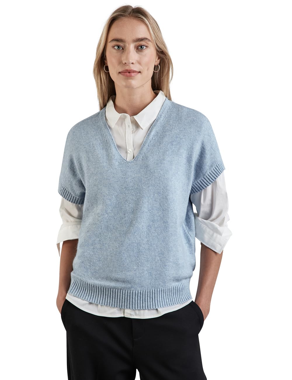 Street One Damen Feinstrick-Shirt – Bequemes Basic Mit V-Ausschnitt & Weichem Baumwollmix