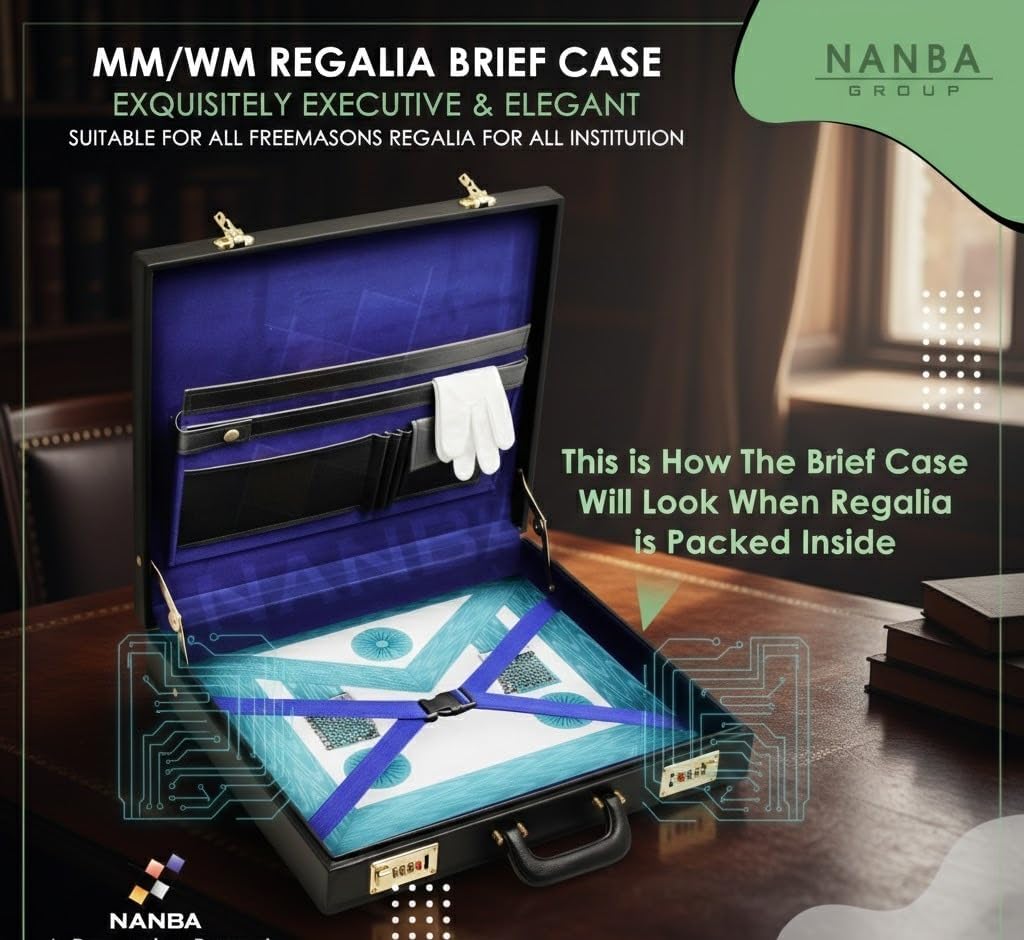 Masonic Regalia Apron Briefcase - Black imitation leather with gold locks in Grand, Half, Provincial & MM/WM
