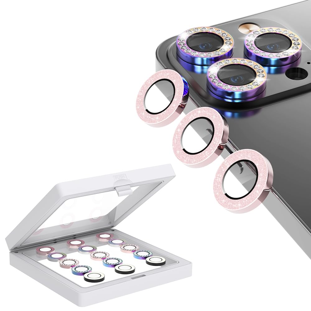 15 Pieces Camera Lens Protector for iPhone 14 PRO ＆ iPhone 14 PRO MAX ,3x5 Colours Tempered Glass,9H Hardness,Ultra HD,Anti-Scratch,Easy to Install,Case Friendly [Does not Affect Night Shots] (IPhone14PRO/14PRO MAX, HOLOGRAPHIC/PINK/WHITE)
