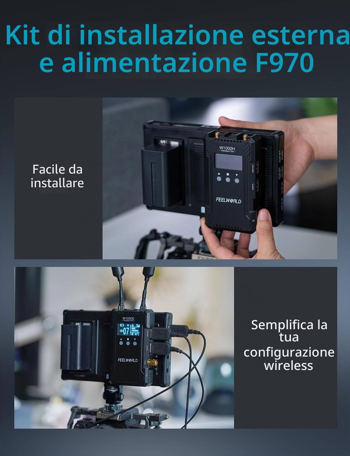 FEELWORLD F7 Plus 7 pollici 1200nit Monitor da campo con batteria F750 e borsa Touchscreen 3D Lut HDR Waveform F970 Kit di installazione e alimentazione 4K 60Hz HDMI in uscita