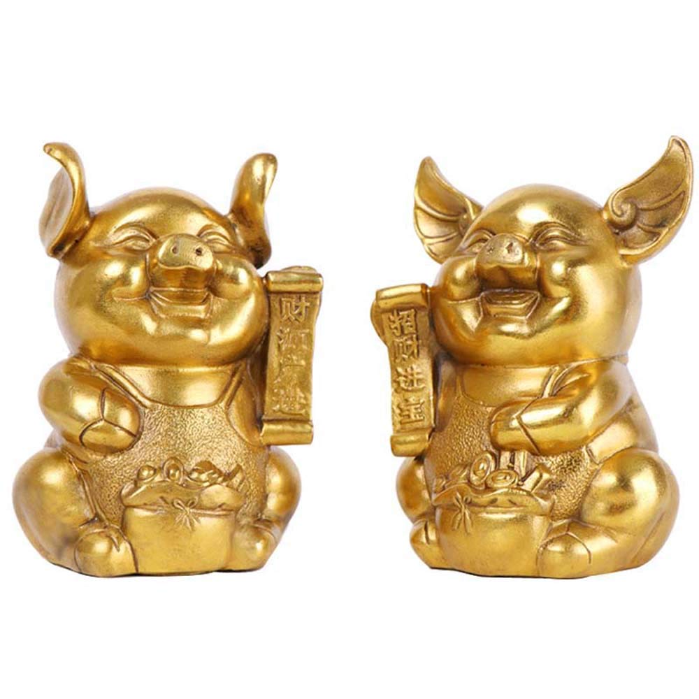 YNIYUJKL Feng Shui Ornaments Pure Brass Sitting Zodiac Pig Statues,Chinese Decor Figurine For Home And Office,Wealth And Good Luck Sculpture