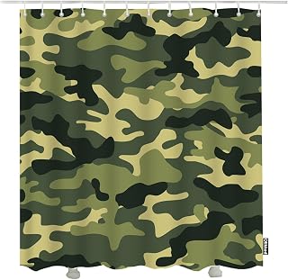 Camouflage Shower Curtain Black Brown Green Jungle Disguise Camouflage Shower Curtain Set 72x72 Inch Waterproof Fabric Machine Washable