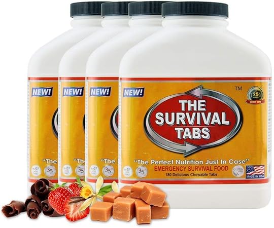 Survival Tabs 60-Day 720 Tabs Emergency Food Ration Survival MREs Food Replacement for Outdoor Activities Disaster Preparedness Gluten Free and Non-GMO 25 Years Shelf Life Long Term - Mixed Flavor