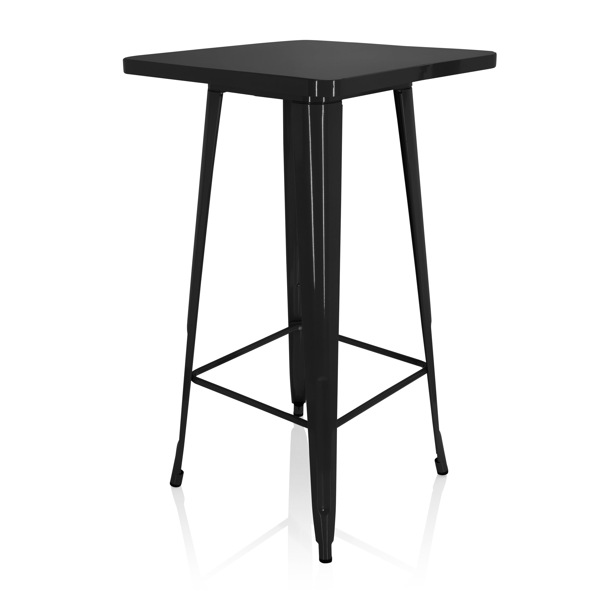 HJH Office 645060 Tavolo da Bar Metallo VANTAGGIO HIGH T Tavolo Alto Quadrato, Stile Industriale, Telaio in Acciaio Resistente, Nero