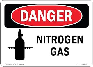 OSHA Danger Sign - Nitrogen Gas | Plastic Sign | Protect Your Business, Construction Site, Warehouse & Shop Area | Â Made in The USA