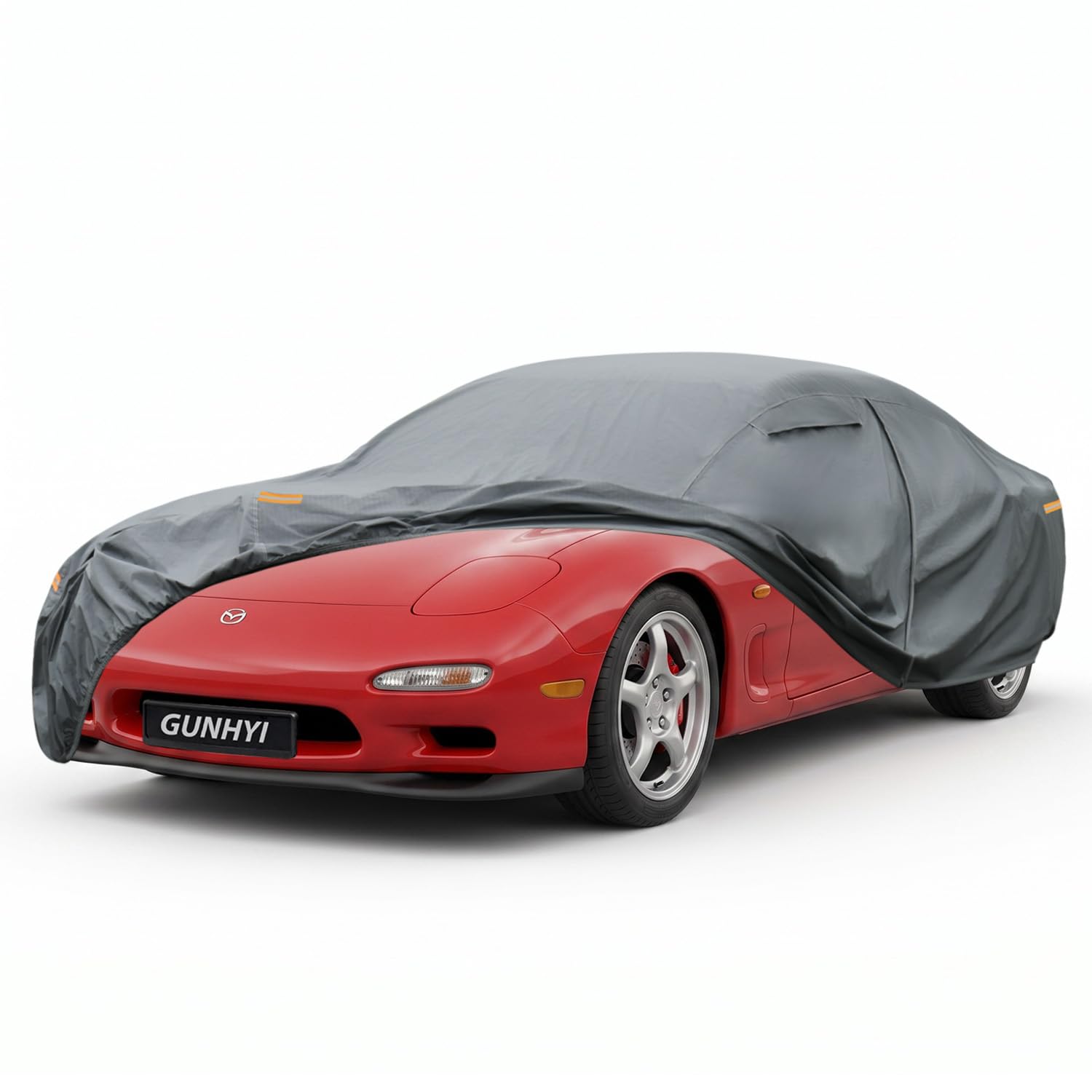 GUNHYI Premium Car Cover Custom Fit Mazda RX-7 RX-8 (1979-2011), 16 Layers Heavy Duty Car Cover Waterproof All Weather with Zipper Door for Sun Rain Snow Dust Uv Protection