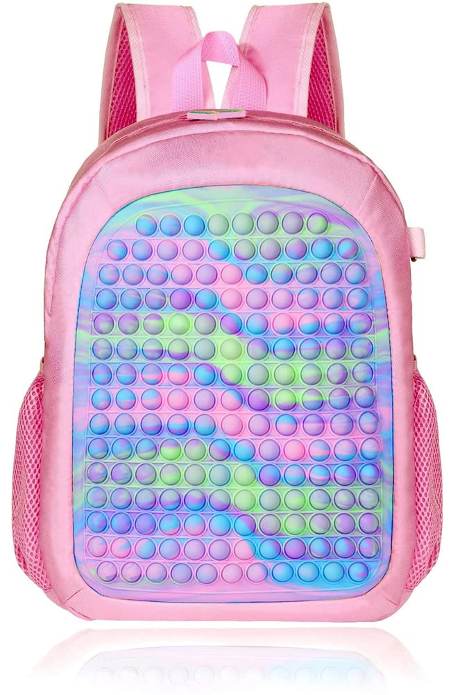 Beauenty Pop Backpack, School Supplies Backpack Silicone Bag, Pop it Fidget Toy Backpack for Anxiety Stress Relief, Big Pop-in-it Bag