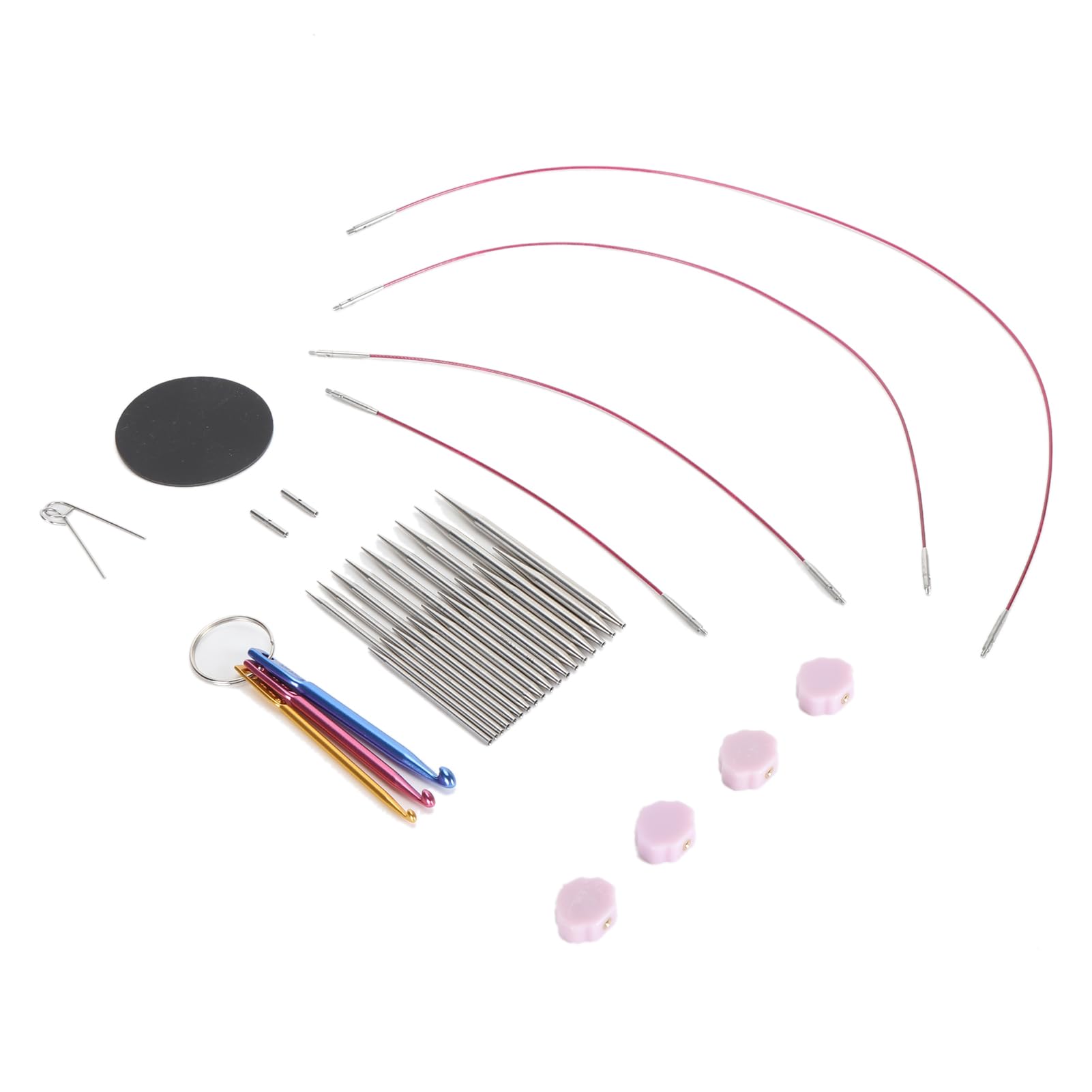 Generic Juego de Agujas de Tejer Circulares de Acero Inoxidable Perfecto para Principiantes Herramientas Intercambiables 18 Piezas para Uso Doméstico