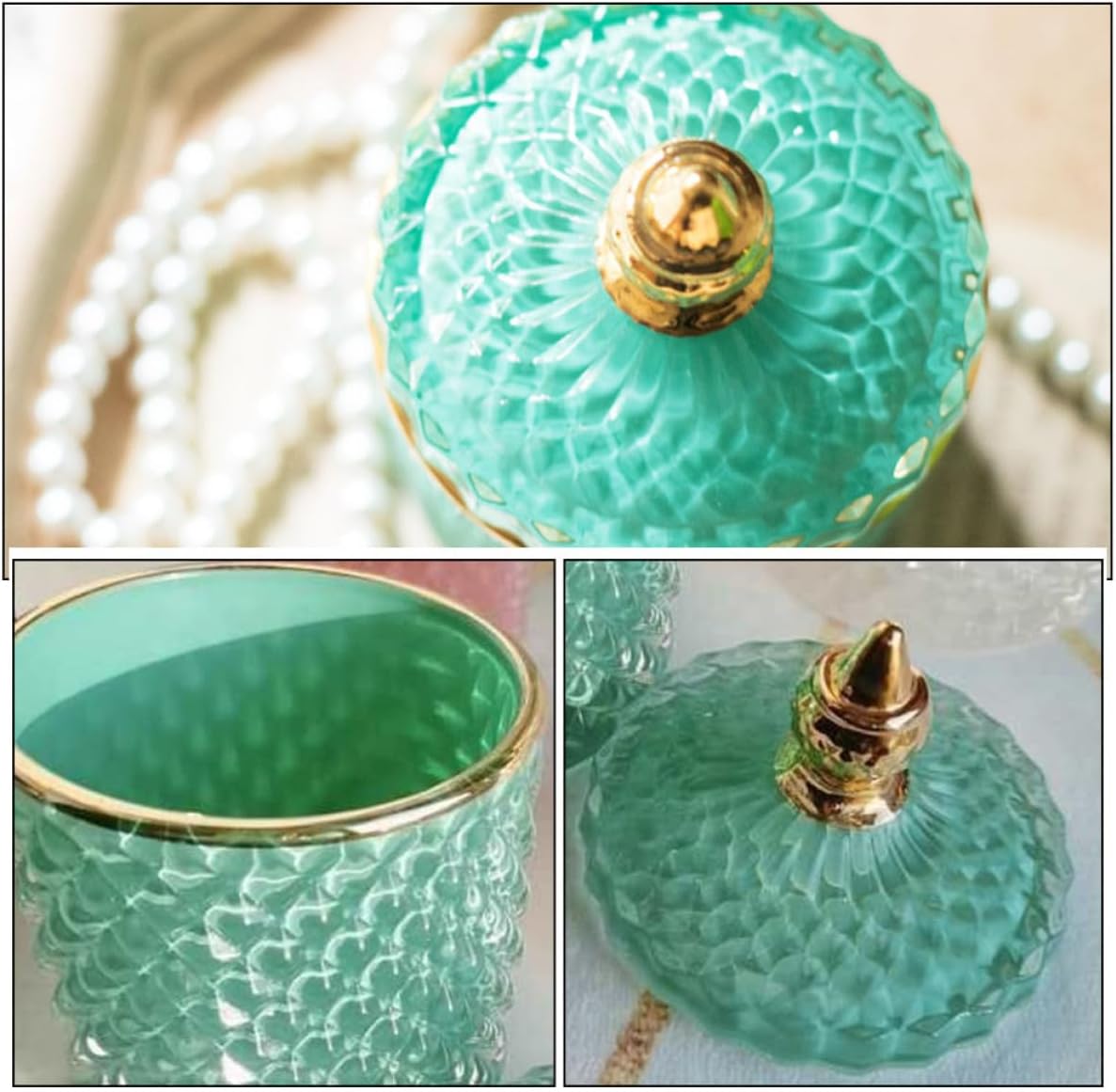 minkissy Glass Candy Jar with Lid 1.5l Blue Non- Sealed Tea Canister Kitchen Storage Container for Dry Food Organization