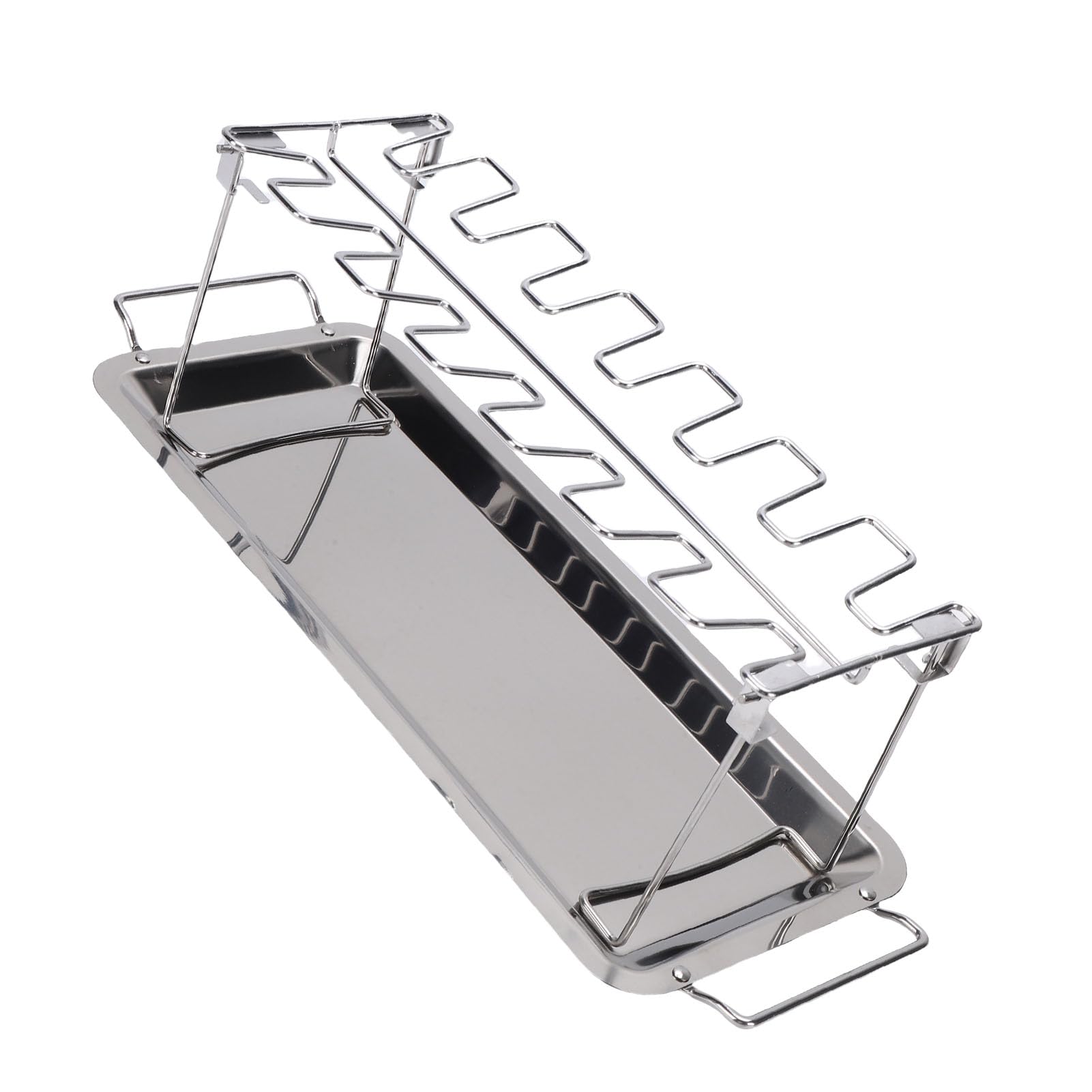 Griglia pieghevole in acciaio inox per cosce di pollo, per arrostire succose su forni, griglie, affumicatore, facile da pulire, supporto per bacchette per barbecue