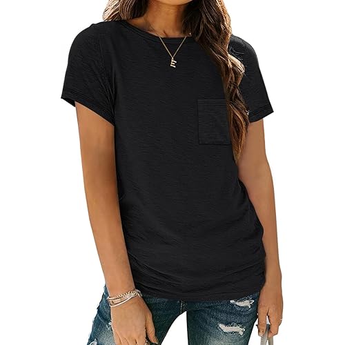 AUTOMET Womens Tops Casual Basic T Shirts Loose Fit Crewneck Short Sleeve Tee Summer Outfits 2024 Trendy