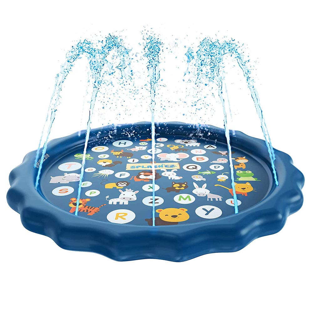 Bestmaple Sprinkler for Kids, Splash Pad, and Wading Pool for Learning - Children's Sprinkler Pool, 39" Inflatable Water Toys -"from A to Z" Outdoor Swimming Pool for Babies and Toddlers