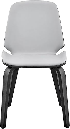 Miniatura 4 de Armen Living Brinley Mid Century - Silla auxiliar moderna de piel sintética gris y madera negra para comedor, mesa de cocina, escritorio, tocador