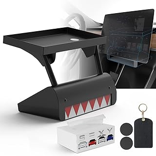 Center Console Organizer Tray for Tesla Model Y/3,Magnetic Under Screen Dashboard Storage Box Behind Screen Shelf Tissue Holder, with Key Card Cover Case for Tesla Model 3 Model Y Accessories