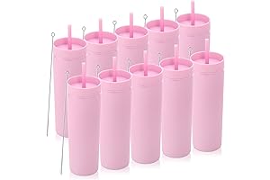 Volhoply 20oz Plastic Skinny Tumblers in Vibrant Pink