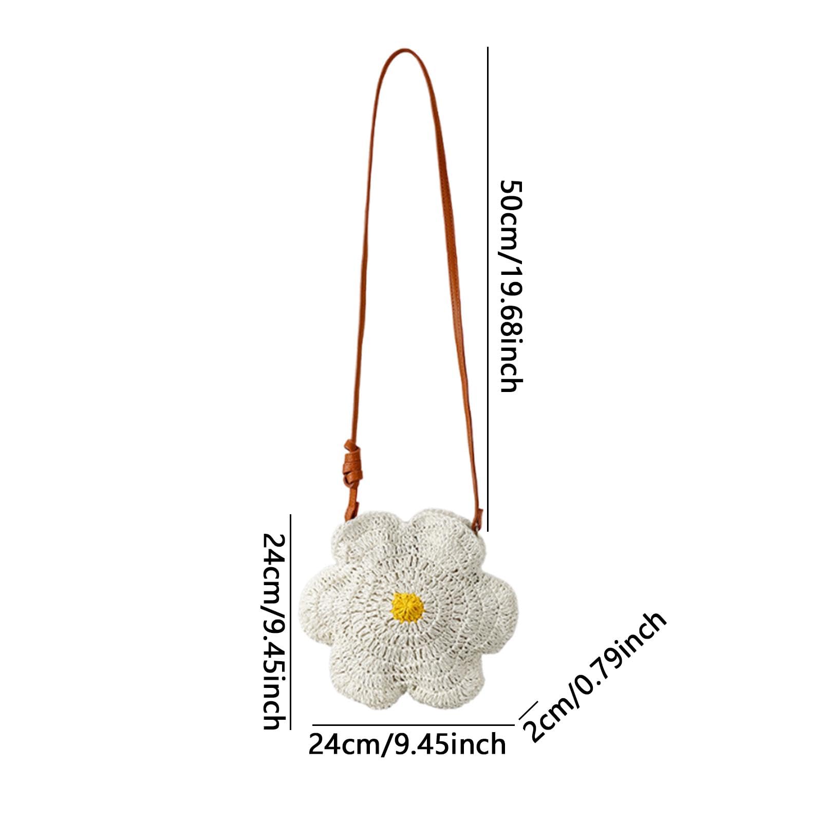 Bolso Cruzado Mujer Bolso Artesanal Tejido Bandolera Bolso de Hombro Flor Decorativa Funcionalidad Ligera Adecuado para Fiestas Playa Compras Viajes