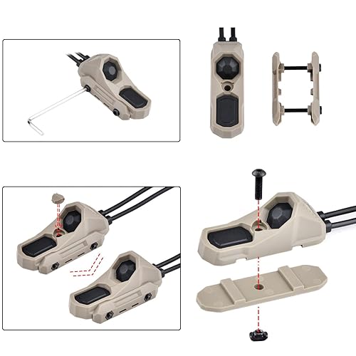 Miniatura 3 de Interruptor de presión de activación remota de doble cable modular táctico, para M300M600 PEQ15A2, etc., serie Scout Troch, linterna de luz, para